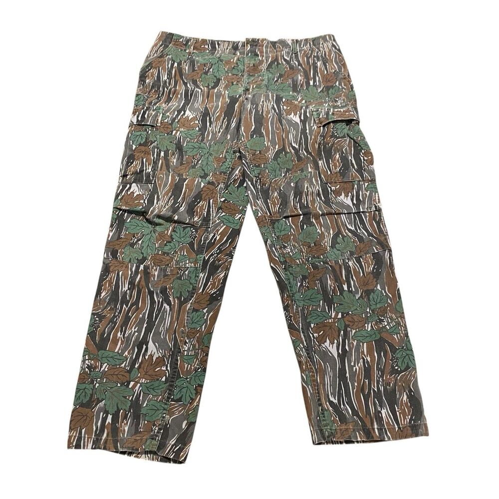 Vintage Men’s Camouflage Leaf Camo Jeans Pants Corduroy Style Cargo USA 38x32 - Picture 8 of 11